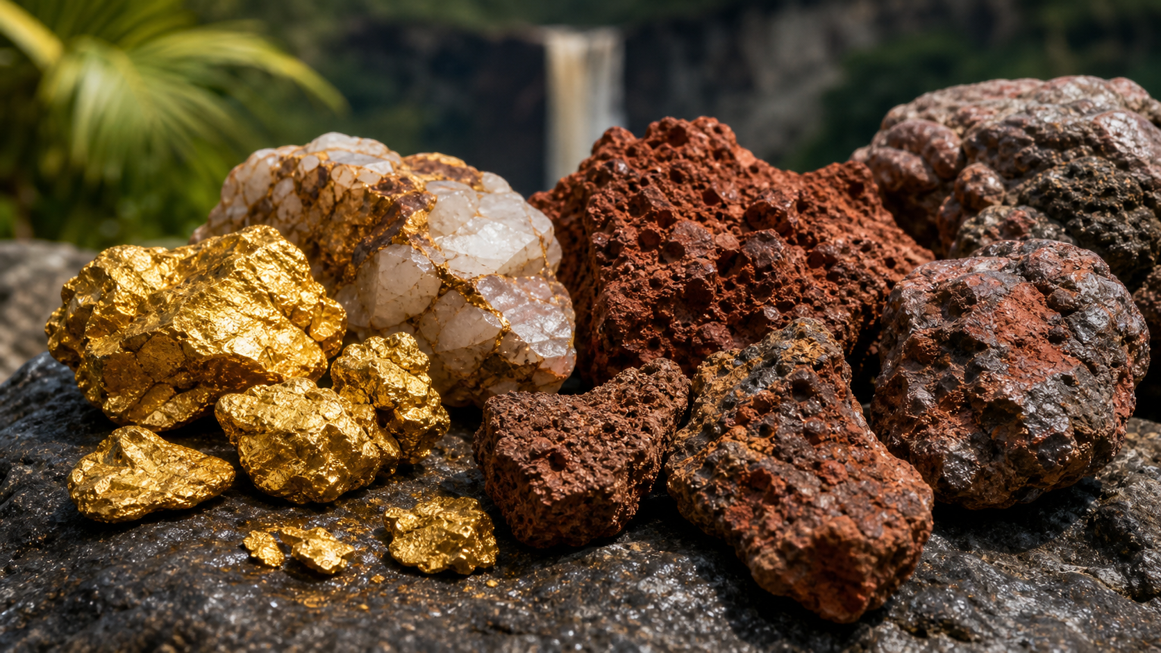 Precious minerals visual including gold and other ore resources in Guyana