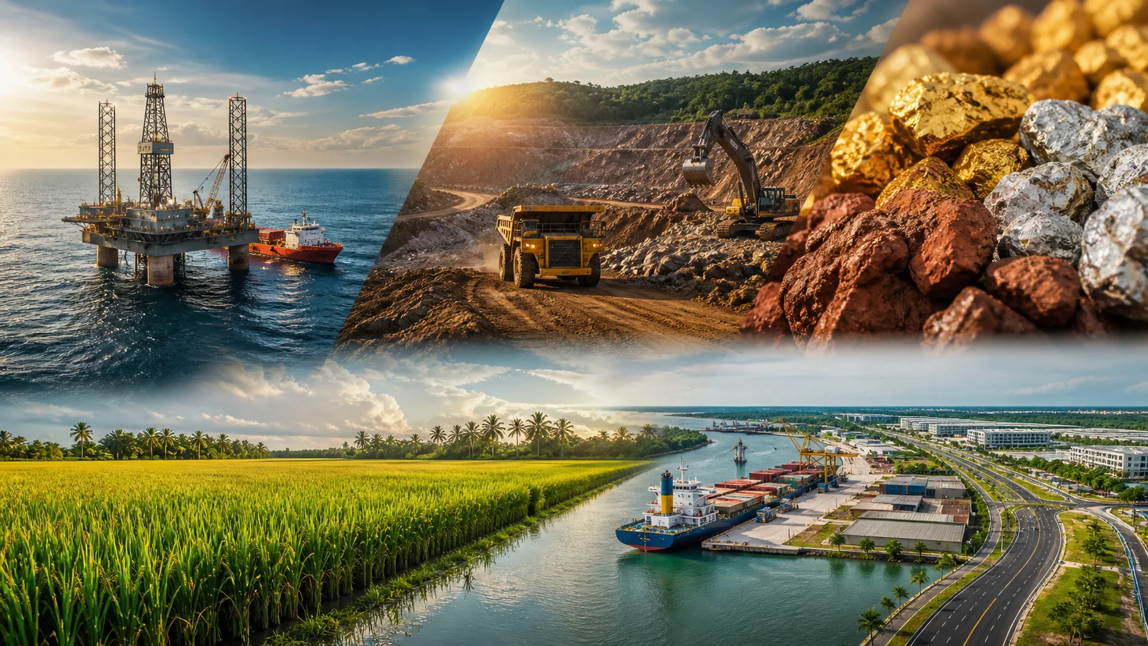 Guyana multi-sector resource and development collage